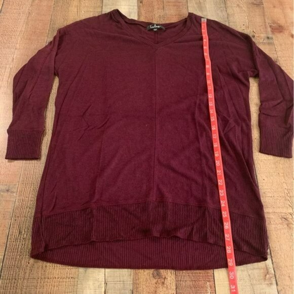 Lulus womens wine maroon oversized long sleeve v-neck tunic top -XS - Picture 3 of 7